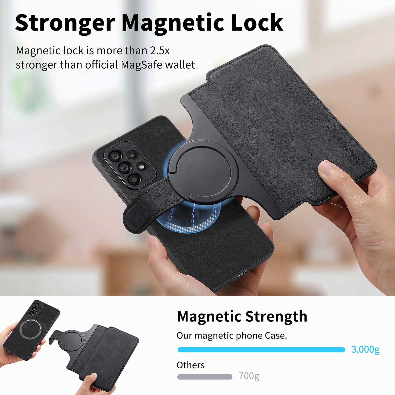 CASENEO MW-03 For Samsung Galaxy A53 5G Case Retro Leather Detachable Magnetic Wallet Back Cover - Black CASENEO MW-03 For Samsung Galaxy A53 5G Case Retro Leather Detachable Magnetic Wallet Back Cover - Black